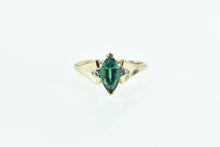 Load image into Gallery viewer, 10K Marquise Syn. Emerald Diamond Vintage Ring Yellow Gold