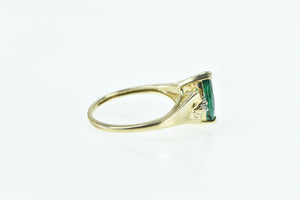 10K Marquise Syn. Emerald Diamond Vintage Ring Yellow Gold