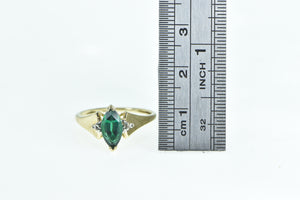 10K Marquise Syn. Emerald Diamond Vintage Ring Yellow Gold