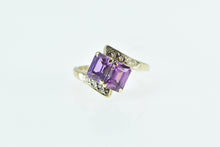 Load image into Gallery viewer, 10K Vintage Emerald Cut Amethyst Bypass Fashion Ring Yellow Gold