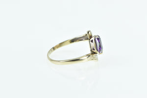 10K Vintage Emerald Cut Amethyst Bypass Fashion Ring Yellow Gold