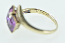 Load image into Gallery viewer, 10K Vintage Emerald Cut Amethyst Bypass Fashion Ring Yellow Gold