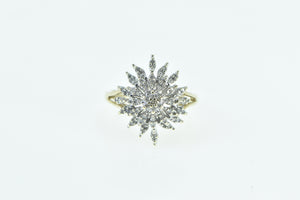 10K Vintage Diamond Star Snow Flake Cluster Fashion Ring Yellow Gold