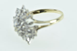 10K Vintage Diamond Star Snow Flake Cluster Fashion Ring Yellow Gold