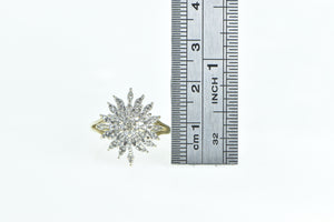 10K Vintage Diamond Star Snow Flake Cluster Fashion Ring Yellow Gold