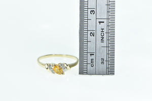 10K Marquise Citrine Diamond Vintage Statement Ring Yellow Gold