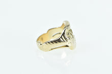 Load image into Gallery viewer, 10K 0.14 Ct Diamond Monogram Textured Scroll Signet Ring Yellow Gold