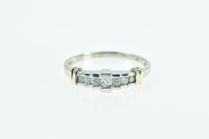 10K Vintage Diamond Graduated Wedding Band Ring White Gold