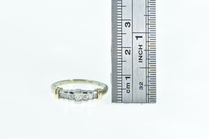 10K Vintage Diamond Graduated Wedding Band Ring White Gold