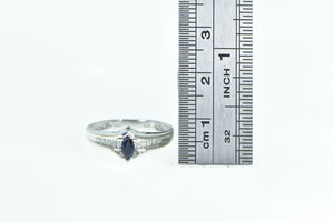 10K Marquise Sapphire Diamond Engagement Ring White Gold