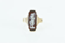 Load image into Gallery viewer, 10K Vintage Carved Carnelian Cameo Lady in a Dress Ring Yellow Gold