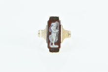 Load image into Gallery viewer, 10K Vintage Carved Carnelian Cameo Lady in a Dress Ring Yellow Gold