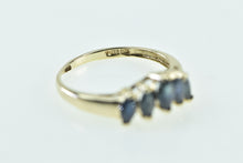 Load image into Gallery viewer, 10K Marquise Sapphire Chevron Wedding Band Ring Yellow Gold