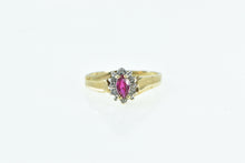 Load image into Gallery viewer, 10K Marquise Syn. Ruby Diamond Halo Vintage Ring Yellow Gold