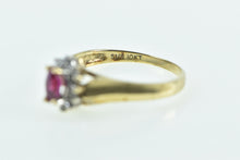 Load image into Gallery viewer, 10K Marquise Syn. Ruby Diamond Halo Vintage Ring Yellow Gold