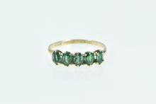 Load image into Gallery viewer, 10K Victorian Oval Emerald Five Stone Band Ring Yellow Gold