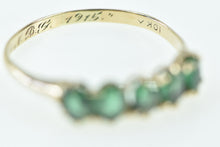 Load image into Gallery viewer, 10K Victorian Oval Emerald Five Stone Band Ring Yellow Gold