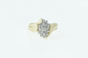 10K Vintage Diamond Cluster Bypass Statement Ring Yellow Gold