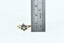 Load image into Gallery viewer, 10K Flower Sapphire Diamond Vintage Cluster Bypass Ring Yellow Gold