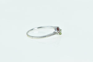 10K Peridot Garnet Diamond Vintage Bypass Ring White Gold