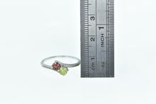 Load image into Gallery viewer, 10K Peridot Garnet Diamond Vintage Bypass Ring White Gold