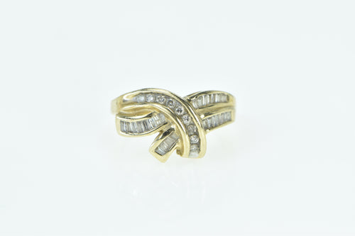 10K Vintage Diamond Freeform Bypass Statement Ring Yellow Gold