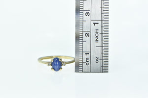 10K Vintage Oval Syn. Star Sapphire Diamond Ring Yellow Gold