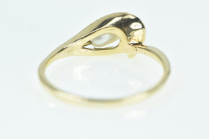 14K Vintage Pearl Calla Lily Flower Statement Ring Yellow Gold