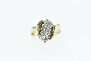 10K 0.50 Ctw Vintage Diamond Cluster Statement Ring Yellow Gold