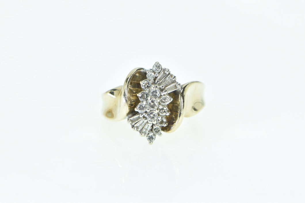 10K 0.50 Ctw Vintage Diamond Cluster Statement Ring Yellow Gold