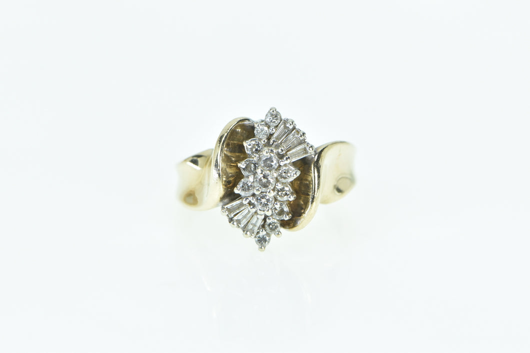 10K 0.50 Ctw Vintage Diamond Cluster Statement Ring Yellow Gold