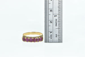 14K Vintage Natural Ruby Six Stone Fashion Band Ring Yellow Gold