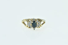 Load image into Gallery viewer, 10K Oval Sapphire Diamond Cluster Engagement Ring Yellow Gold