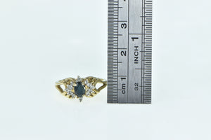 10K Oval Sapphire Diamond Cluster Engagement Ring Yellow Gold