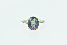 Load image into Gallery viewer, 10K Oval Faceted Mystic Topaz Diamond Statement Ring Yellow Gold