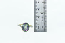 Load image into Gallery viewer, 10K Oval Faceted Mystic Topaz Diamond Statement Ring Yellow Gold