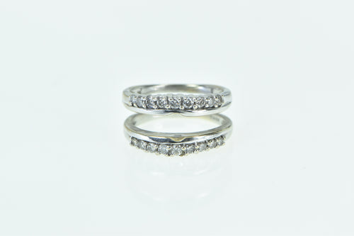 14K 0.42 Ctw Diamond Wrap Guard Two Band Wedding Ring White Gold