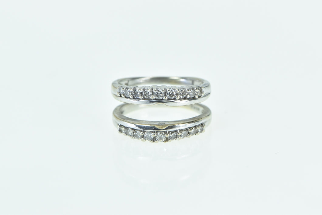 14K 0.42 Ctw Diamond Wrap Guard Two Band Wedding Ring White Gold