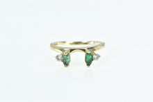 Load image into Gallery viewer, 14K Marquise Emerald Diamond Accent Wedding Band Ring Yellow Gold