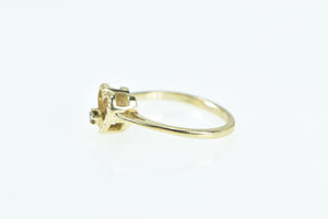 14K Diamond Heart Love Symbol Vintage Romantic Ring Yellow Gold