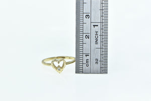 14K Diamond Heart Love Symbol Vintage Romantic Ring Yellow Gold