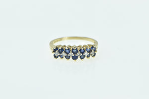 14K Vintage Diamond Sapphire Classic Wedding Band Ring Yellow Gold