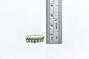 14K Vintage Diamond Sapphire Classic Wedding Band Ring Yellow Gold