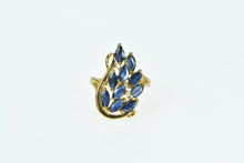 Load image into Gallery viewer, 14K Marquise Sapphire Diamond Vintage Statement Ring Yellow Gold