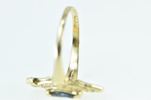 Load image into Gallery viewer, 14K Marquise Sapphire Squared Diamond Halo Ring Yellow Gold