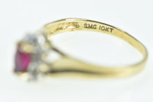 Load image into Gallery viewer, 10K Marquise Syn. Ruby Diamond Halo Classic Vintage Ring Yellow Gold