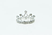 Load image into Gallery viewer, 14K Crown Diamond Tiara Queen Princess Royalty Ring White Gold