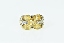 Load image into Gallery viewer, 10K Oval Faceted Citrine Diamond Statement Cocktail Ring Yellow Gold