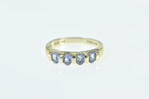 14K Vintage Oval Tanzanite Inset Wedding Band Ring Yellow Gold