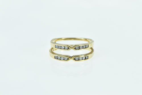 14K 0.32 Ctw Diamond Two Band Wrap Wedding Ring Yellow Gold